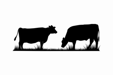 Cattle Angus Cow  Grass silhouette livestock farm 
