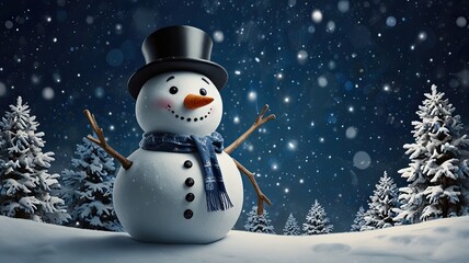 Obraz premium Background snowman for christmas blue and white