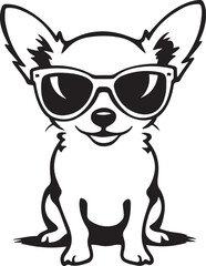 Chihuahua Dog Sunglasses Stylized Vector