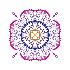pink, green, yellow mandala vector design 