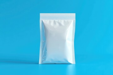A white plastic bag sits on a bright blue background, waiting to be filled with something