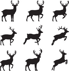 Deer Jumping Silhouette Vector Pack