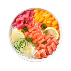 Fresh Sushi Plate with Assorted Sashimi and Vegetables Garnish