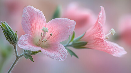 Obraz premium A close-up of a pink balloon flower bloom a soft, blurred background