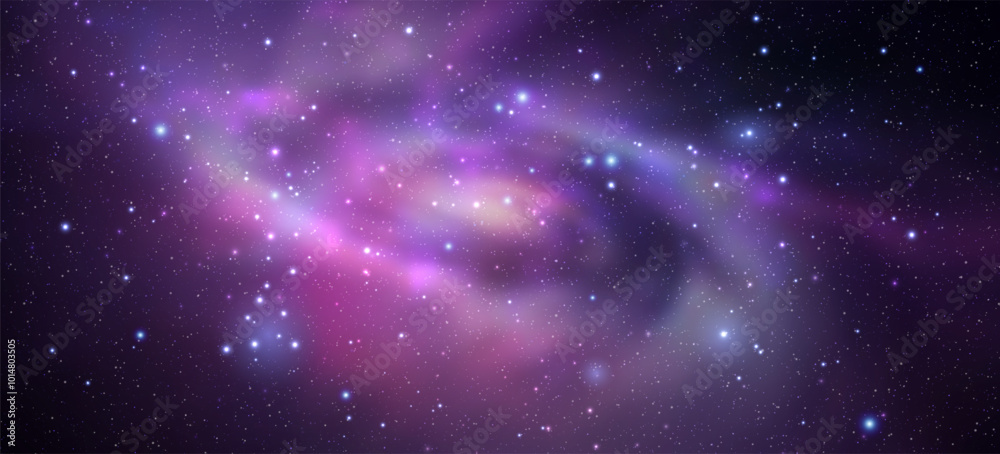 Wall mural space vector background with realistic nebula and shining stars. magic colorful galaxy with stardust