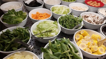 Fresh Vegetables, Japanese Shabu Shabu raw vegetable, Sukiyaki set