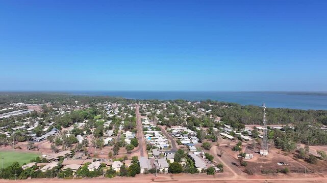 Aerial footage of Weipa Queensland Australia