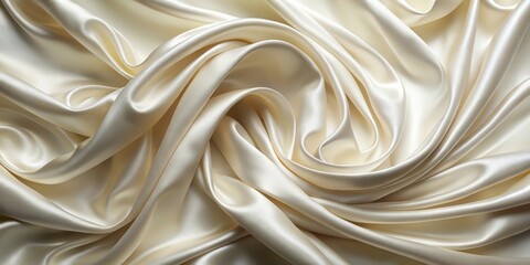 Obraz premium Luxurious ivory silk satin fabric with elegant drapery and wavy folds, luxury, background, cloth, texture, smooth, silk, satin