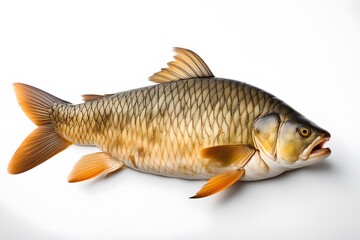  Common carp fish on white background, AI Generated