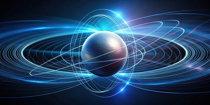 Spintronics arrow rotating around sphere with counterclockwise motion