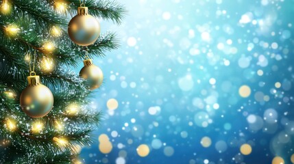 Obraz premium Christmas holidays banner, tree, bokeh background