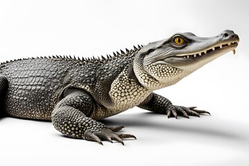 Naklejka premium Crocodile monitor on white background, AI Generated