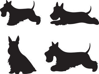 Scottish Terrier Silhouette Vector Set