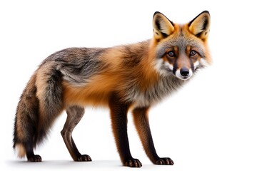 Fototapeta premium Cross fox on white background, AI Generated