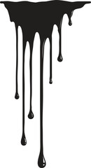 Paint dripping with highlights. Current drops. Black stains on a white background. Vector illustration.