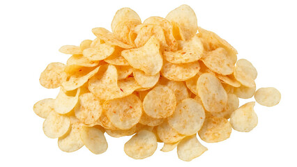 Potato chips close-up on an isolated white background