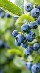 Fototapeta premium Whimsical Farm Featuring Blueberries and Bees, Highlighting Fresh Snacks and the Natural Flavor of Blueberries in a Fun, Colorful Atmosphere