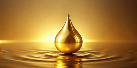 Fototapeta premium Golden droplet pure and gleaming, golden, droplet, pure, gleaming, shiny, metallic, precious, elegant, beautiful, reflection
