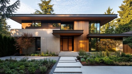 Modern house with elegant design and natural surroundings