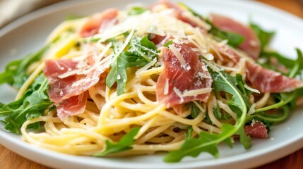 Delicious Pasta Dish with Fresh Ingredients and Cheese