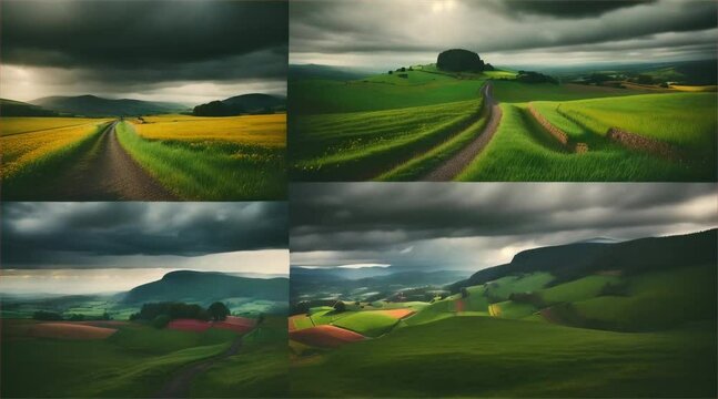 Moving landscape polyptych.