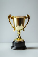 Simple success image: minimalist trophy on a white surface.