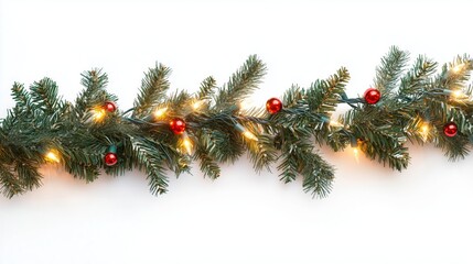 A Christmas garland of diodes on a white background.