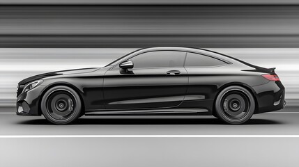 Sporty car icon with dynamic lines representing speed and performance