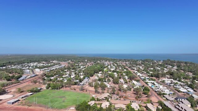 Aerial footage of Weipa Queensland Australia