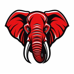 Elephant on White Background. Black and Red colors