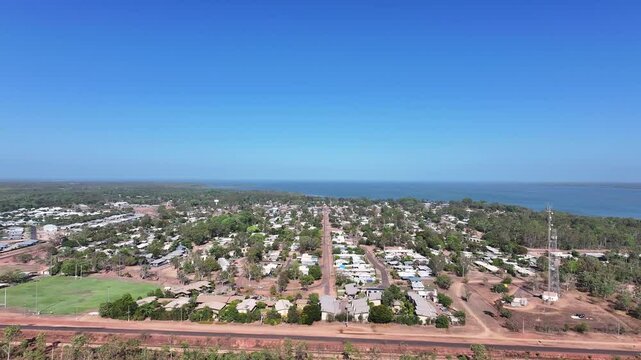 Aerial footage of Weipa Queensland Australia