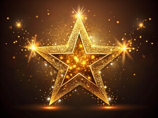 Abstract Luxury Golden Star Lighting Effect for Celebration Party Background