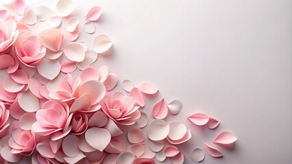 Obraz premium Elegant of pink paper petals on light background, elegant,paper, petals, pink, light, background, beauty, delicate, soft, feminine