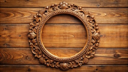 Vintage wooden frame with a classic circular design , antique, retro, decoration, aged, circular, rustic, ornate, aged