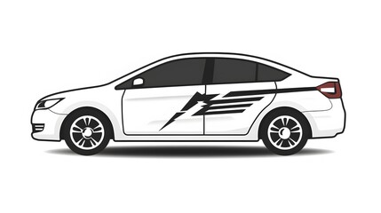 Electric car icon with a lightning bolt symbol integrated into the car design