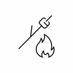 camp fire and marshmallow icon sign vector