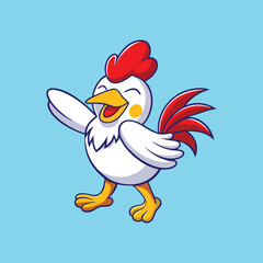 Happy Rooster Cartoon Vector Illustration Design.