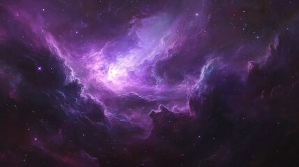 Fototapeta premium A beautifully detailed purple nebula in space, with swirling clouds of gas and dust illuminated by distant stars.