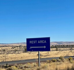 Rest area directional road sign