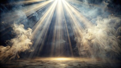Light rays shining through smoke in a mysterious and atmospheric setting , light, rays, smoke, atmosphere, abstract