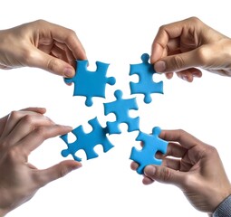 Blue Puzzle Pieces Collaboration and Teamwork Success
