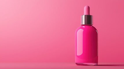 Vibrant Pink Cosmetic Bottle on Soft Background