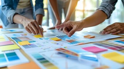 Collaborative Business Discussion with Charts, Sticky Notes, and Documents