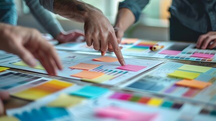 Colorful Sticky Notes on Desk for Business Planning