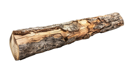 Natural Wooden Log with Textured Bark and Rough Surface Detail
