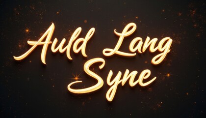 Golden 'Auld Lang Syne' Script on Dark Background