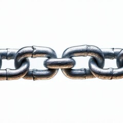 Obraz premium A close-up view of a metal chain link, showcasing its strength and durability against a clean white background.