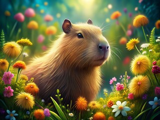Cute Capybara Vector Illustration with High Depth of Field for Nature Enthusiasts and Animal Lovers