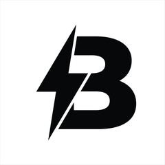 letter B with electricity logo design vector template