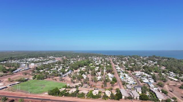 Aerial footage of Weipa Queensland Australia